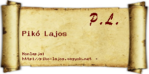 Pikó Lajos névjegykártya